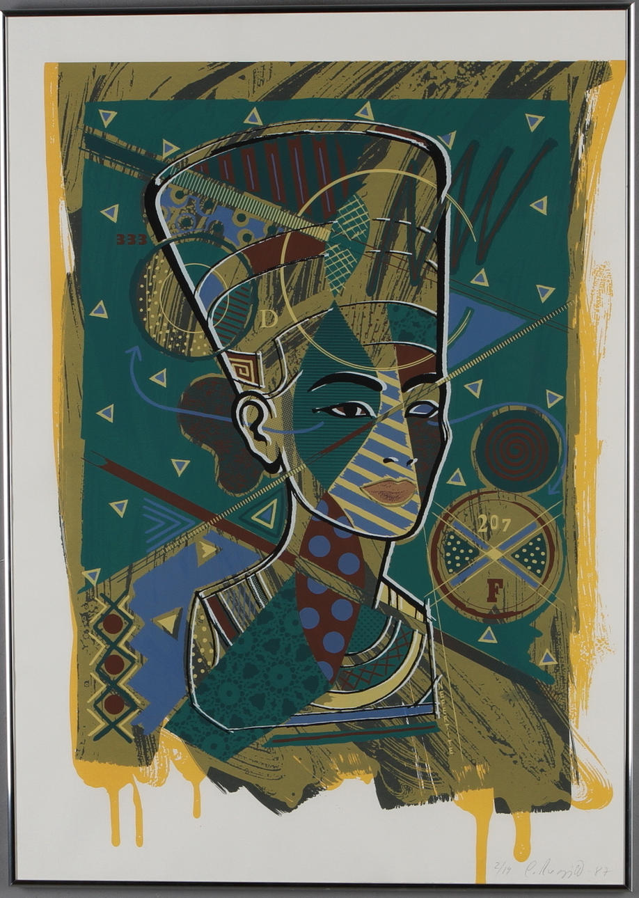 CARSTEN REGILD. Nefertite, färglitografi, signerad, daterad 87 samt numrerad 2/19.