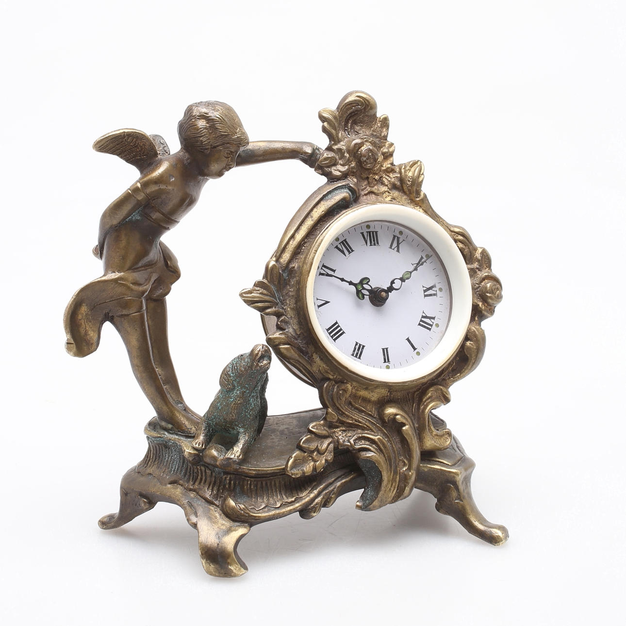 Table clock in brass, 1920s/30s.