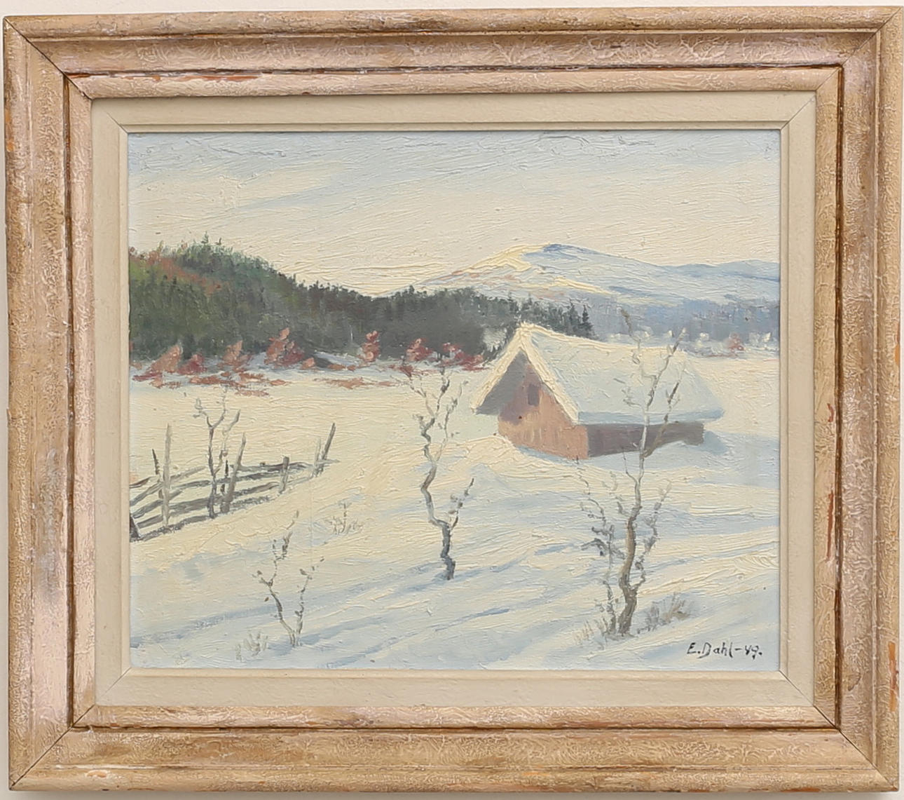 Unknown artist, Oil on canvas, signed E. Dahl 49.