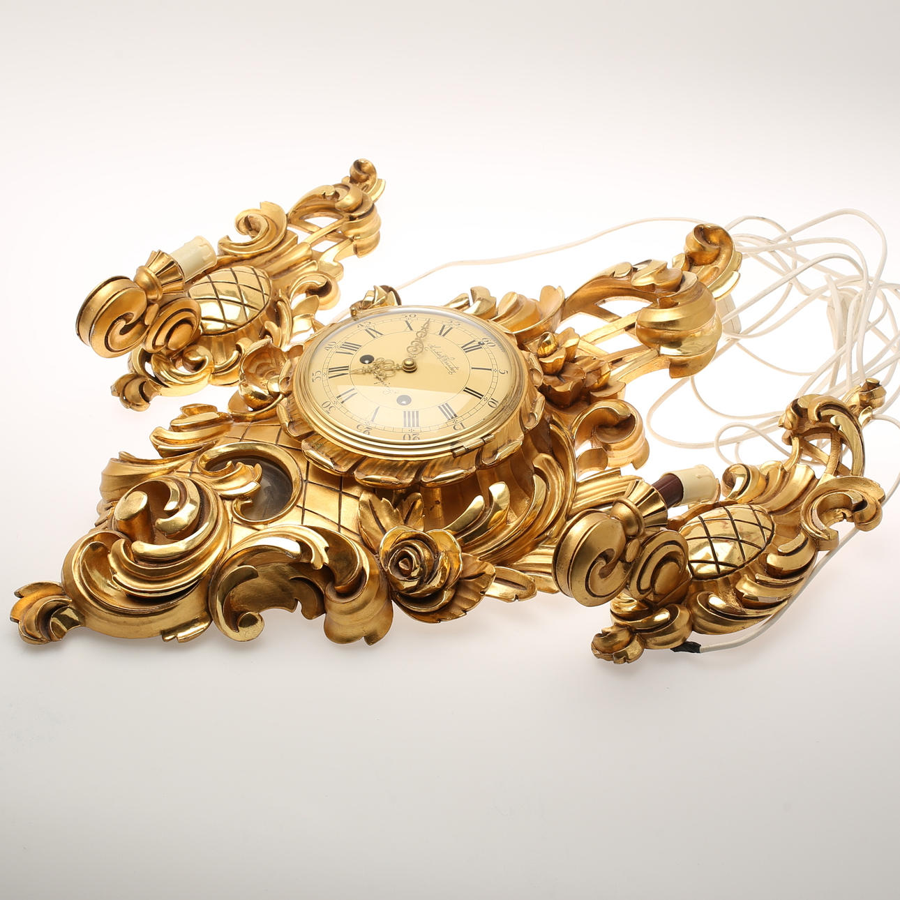 WALL PENDULUM. WALL LIGHTS, a pair. Herbert Werstén, Linköping.