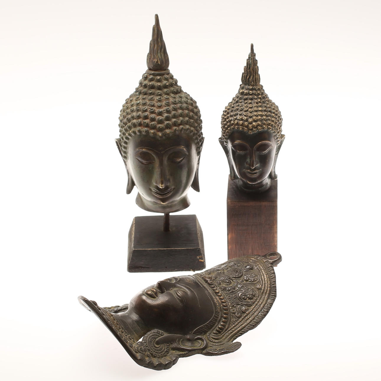 BUDDHA HOVED, 2 stk. MASKE. Metal.