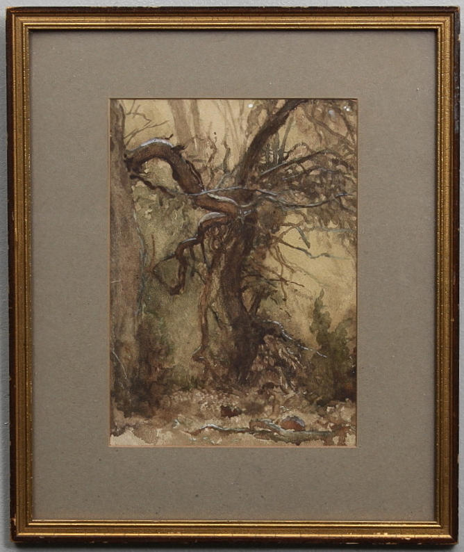 AUGUST MALMSTRÖM. TILLSKRIVEN. "Trästudie", akvarell, osignerad.