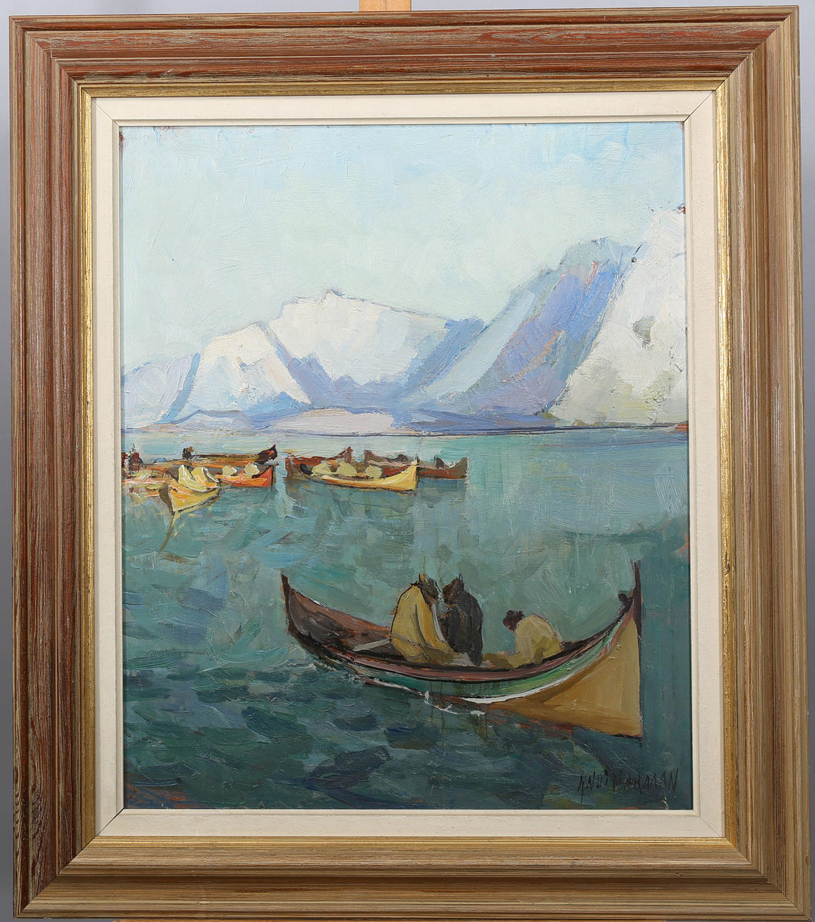 KNUT NORMAN. Oil on Board, Iceberg, signed.