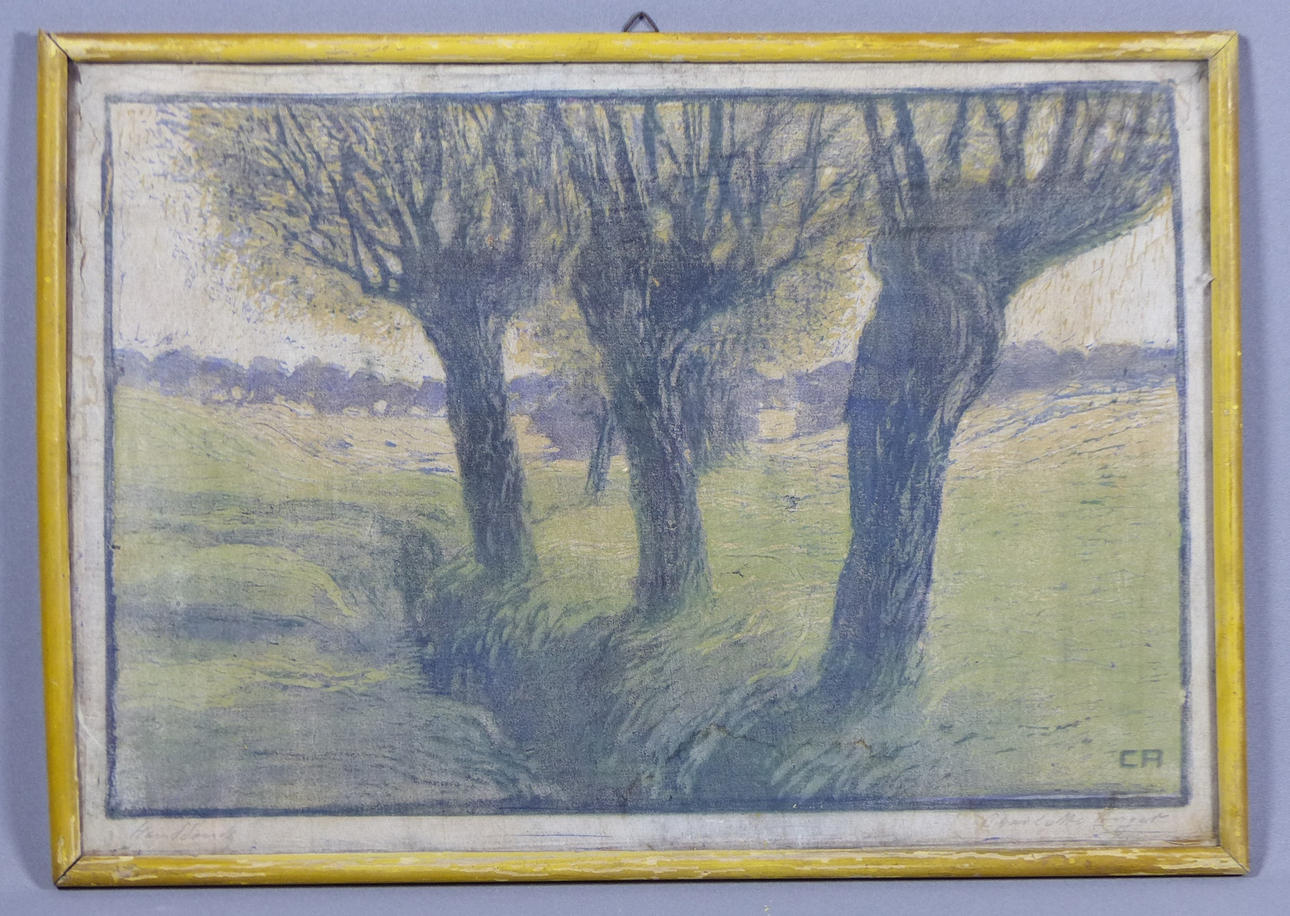 CHARLOTTE VREDE. Piletræer ved åen.