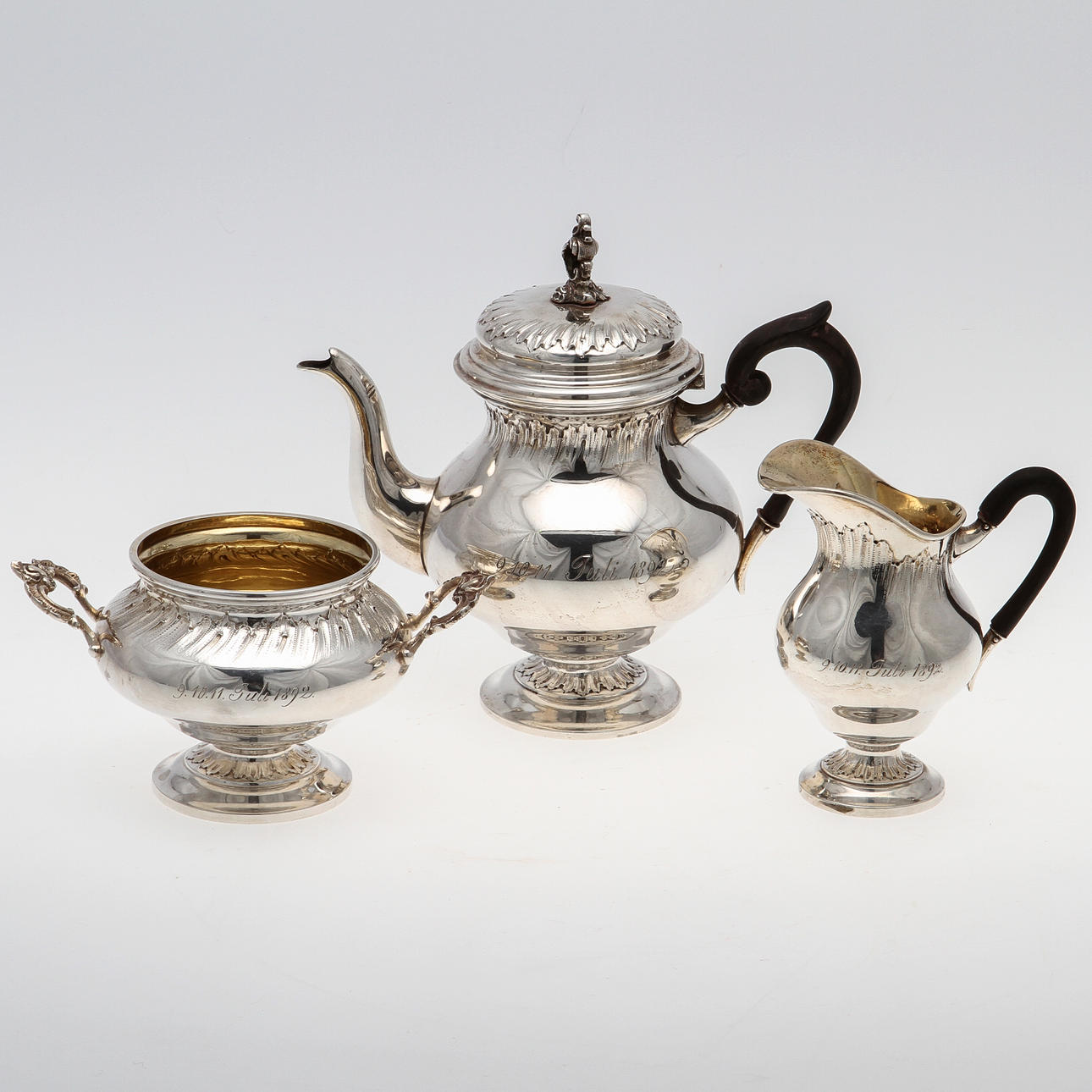 KAFFESERVIS, 3 delar, silver, U. Sauter, ca 600 gram.