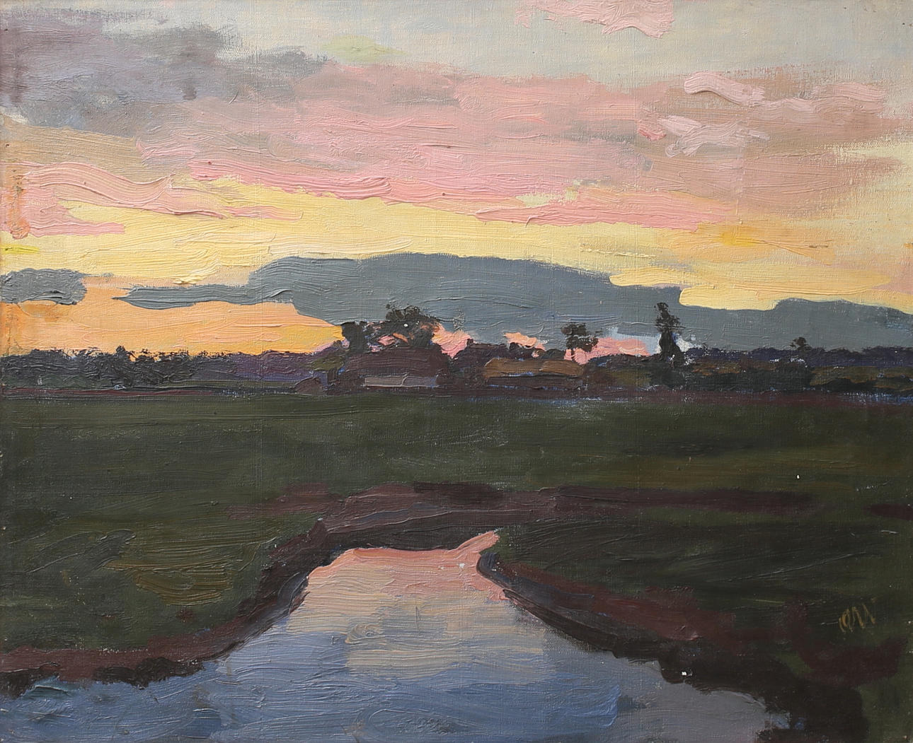 AGNETA WRANGEL. Landscape. Oil on canvas, signed.