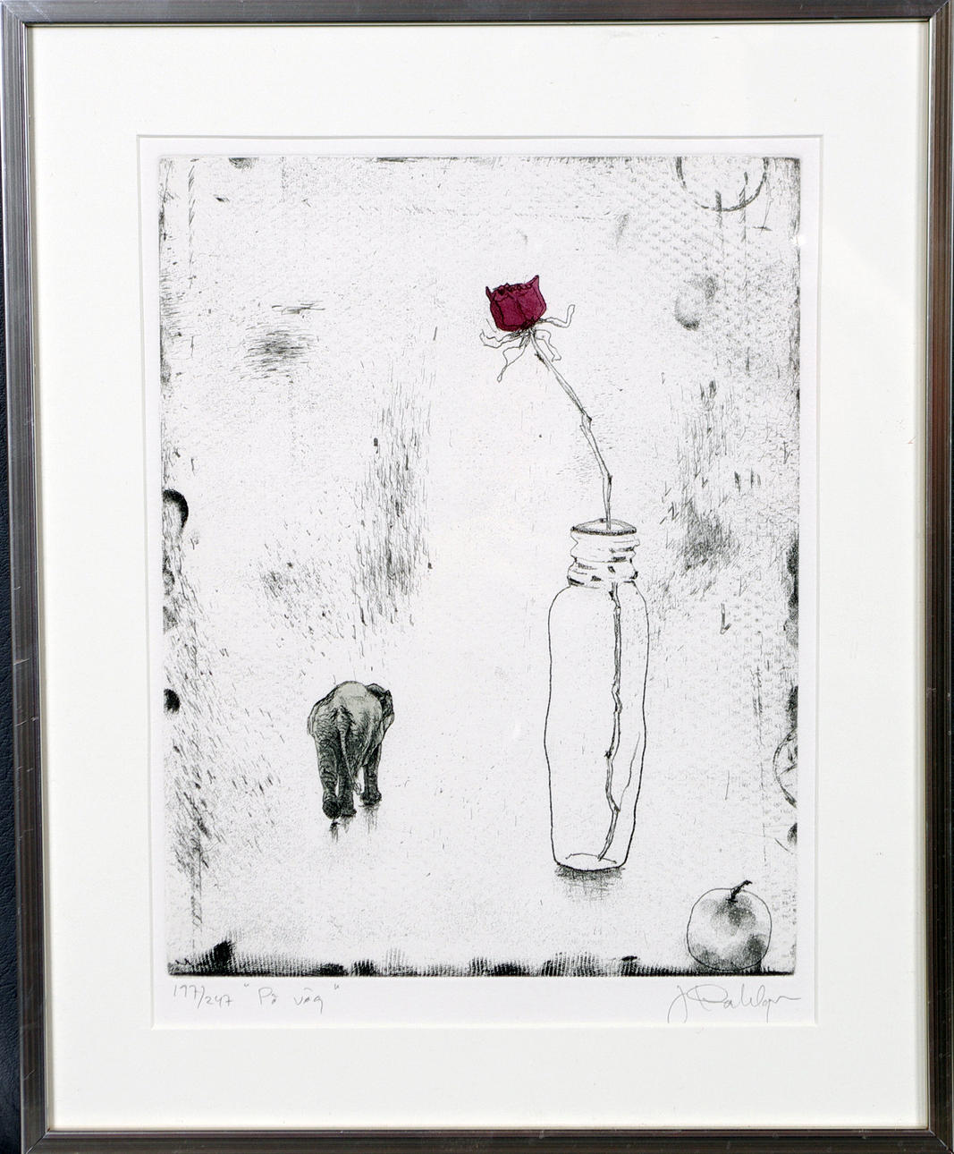 JAN DAHLGREN. "På väg", färglitografi.