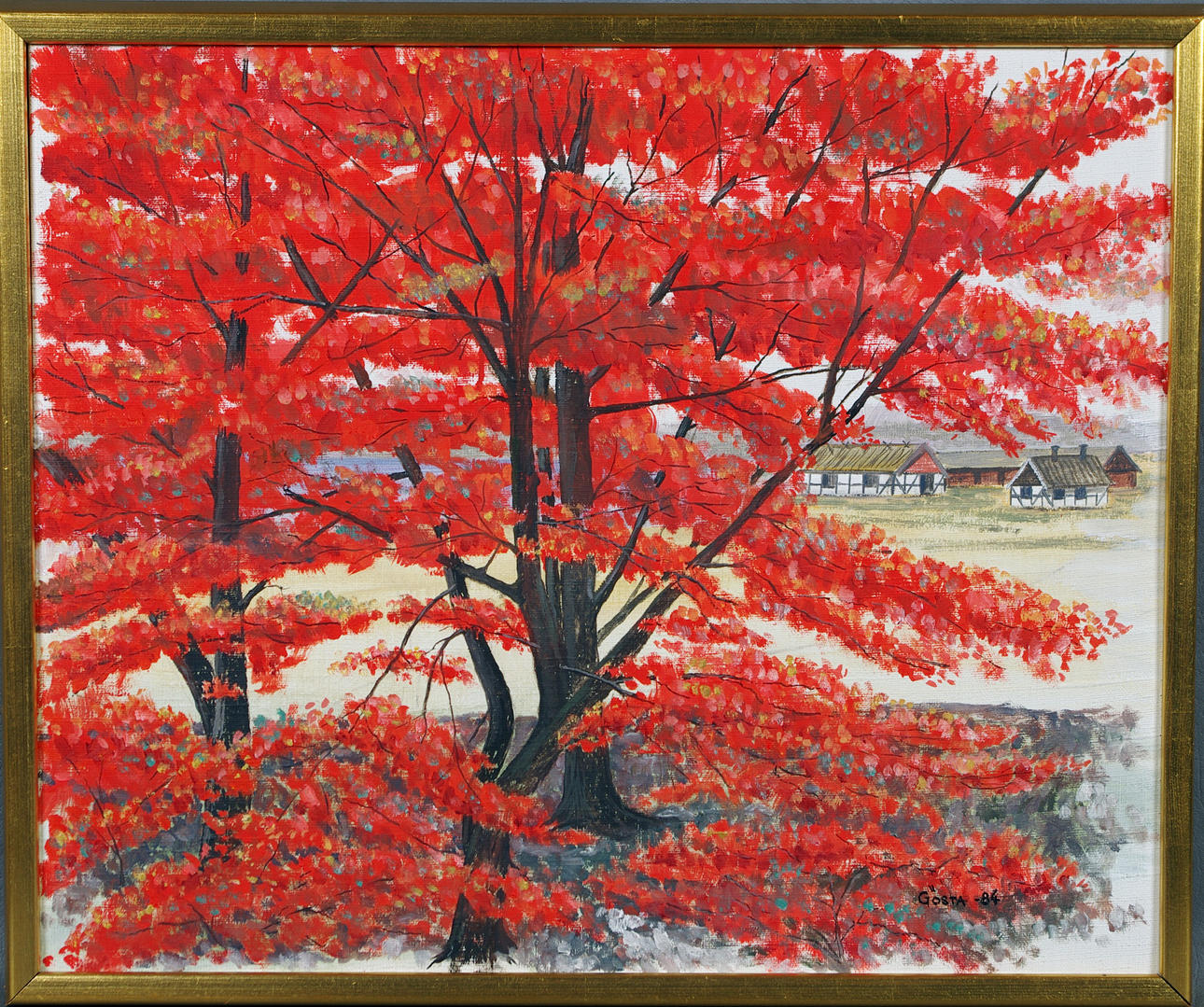 GÖSTA SANDBERG. "Höst i Skåne", olja på duk.