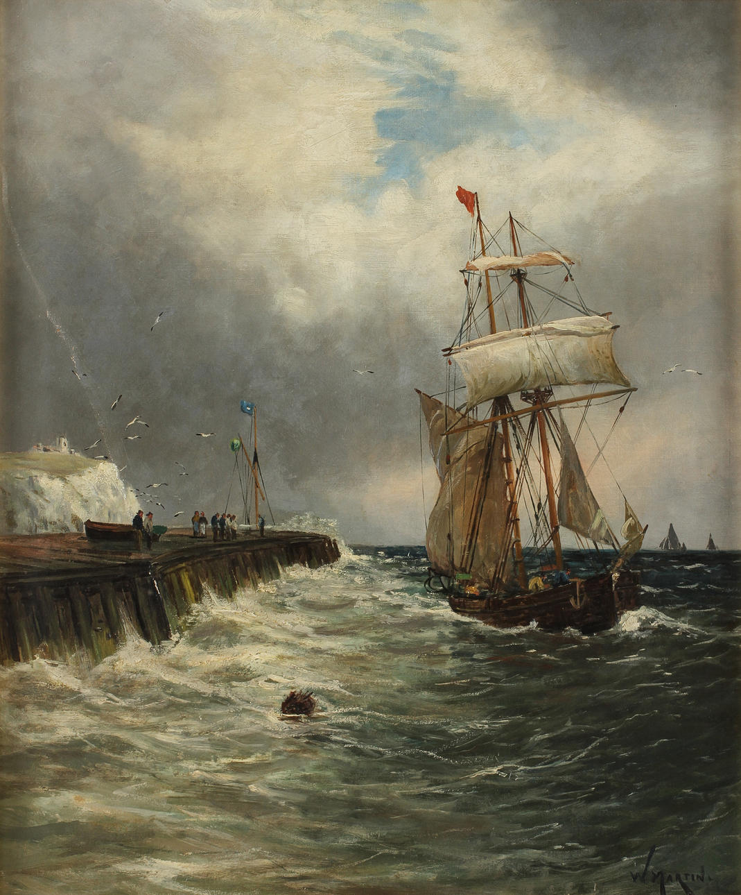 OKÄND KONSTNÄR. Olja på duk, signerad W Martin.