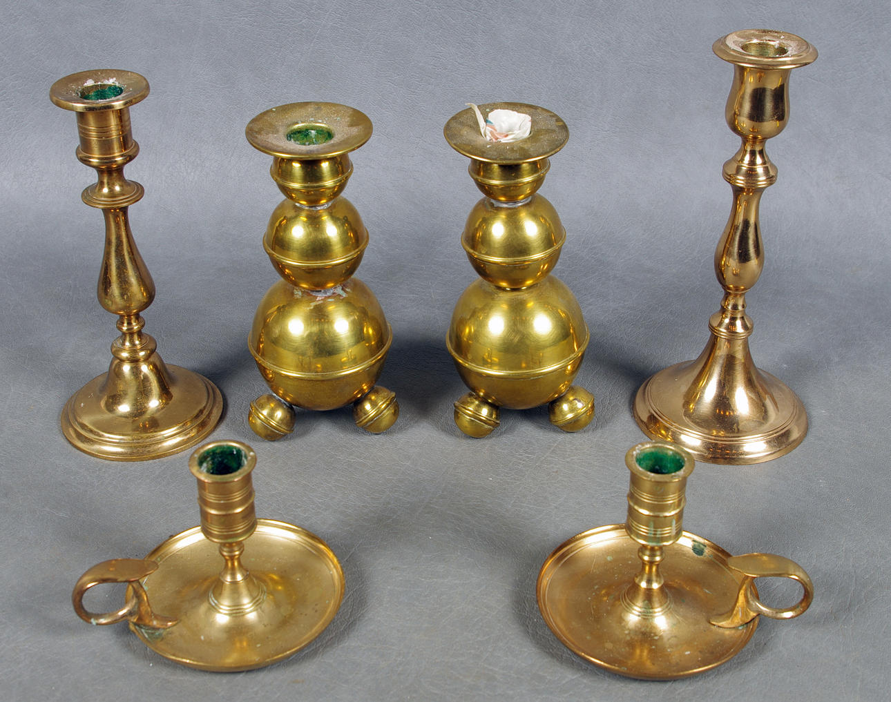 LJUSSTAKAR, 6 stycken, mässing, malm.