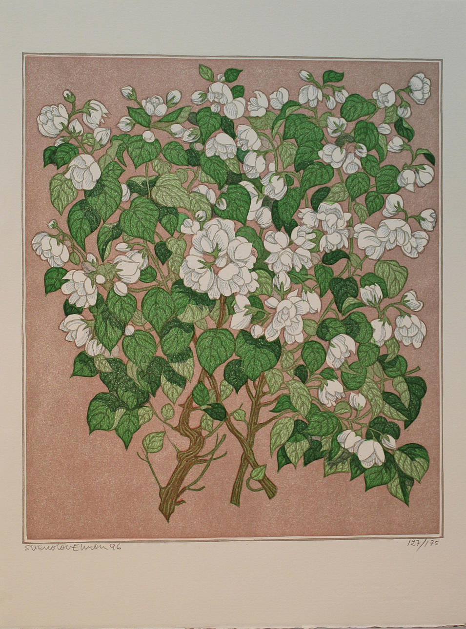 SVENOLOV EHRÉN. Blomstermotiv (2). Färglitografier. Signerade och daterade -96. 93/175, 127/175.