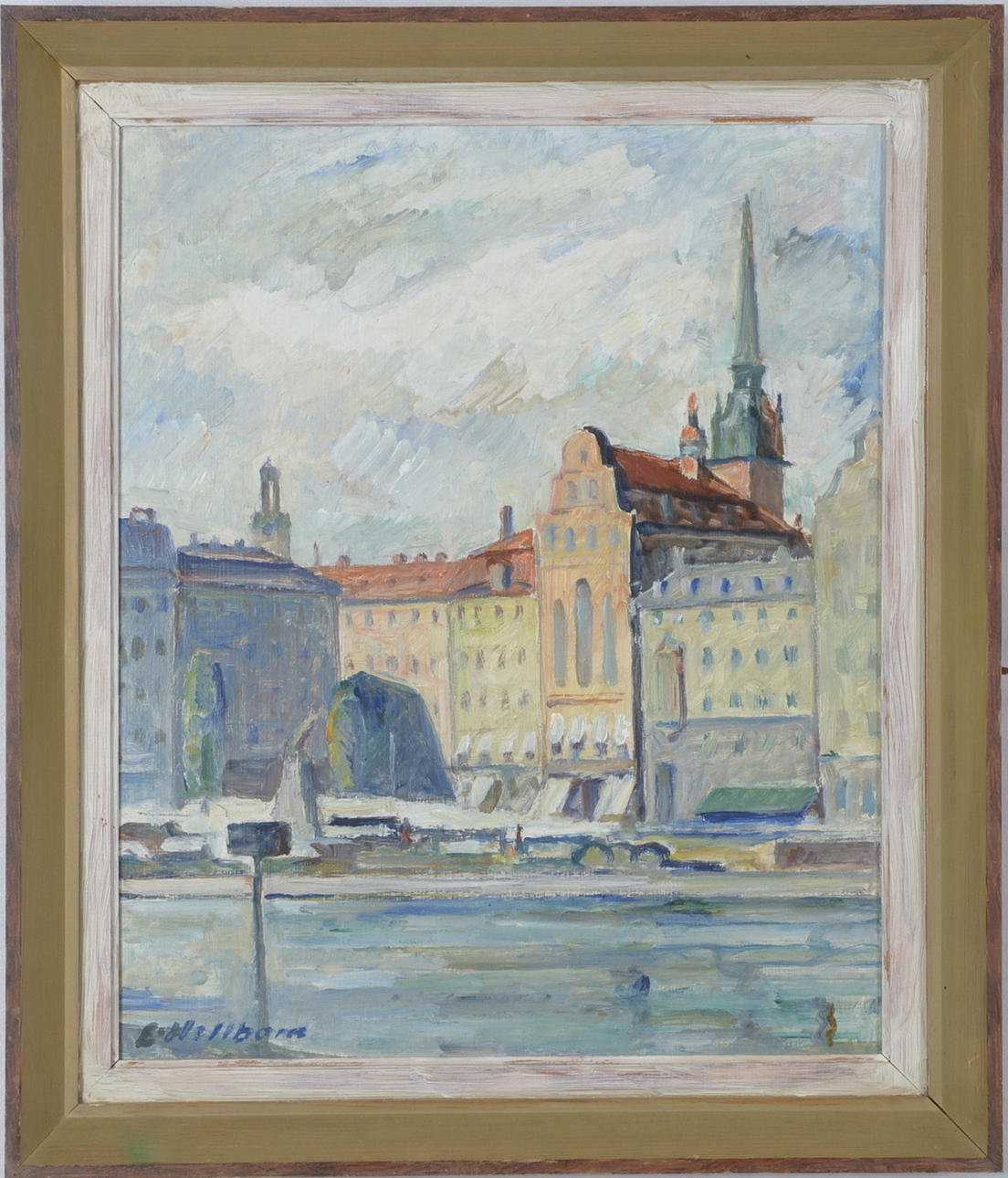 EMIL HELLBOM. Olja på pannå.