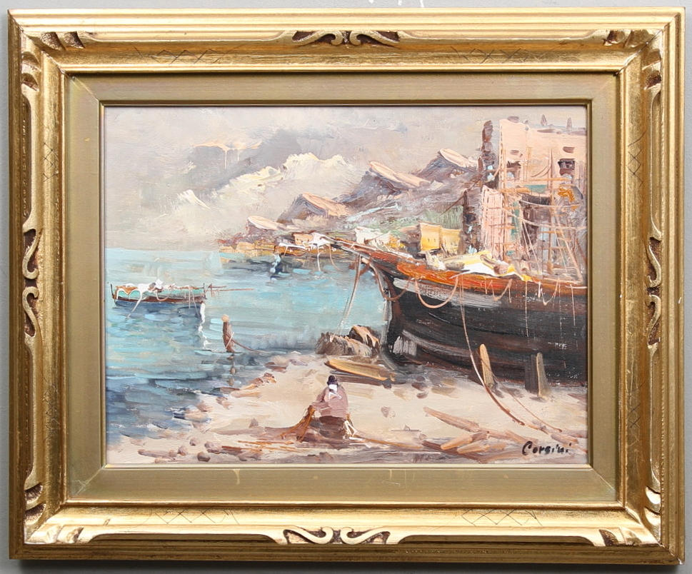 UNKNOWN ARTIST, oil on canvas, a pair, signed Corsini. Art