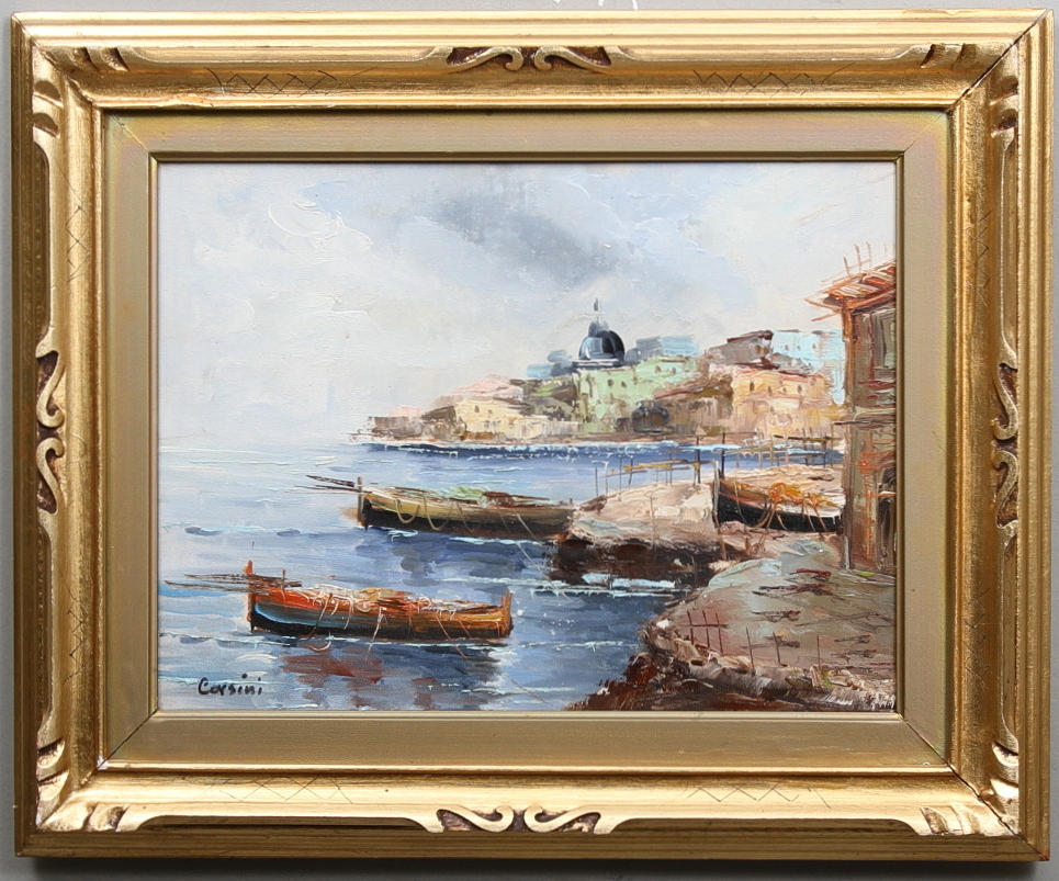 Corsini Painted in Italy肉筆油彩画　直筆サインあり UNKNOWN ARTIST, oil on canvas, a pair, signed Corsini. Art