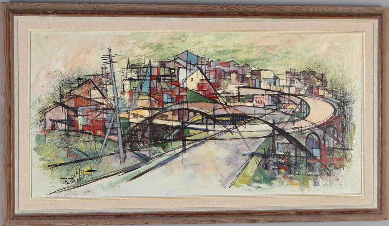 BERTIL WIDBRANT. Förstad till Paris, blandteknik på duk, signerad.