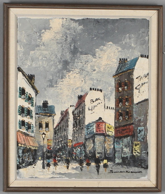 SIMON KRAMER. Stadsmotiv, olja på duk, signerad.