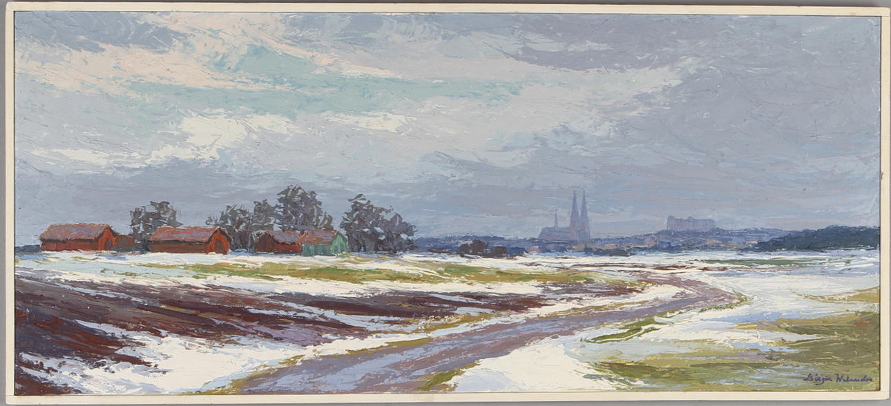 BIRGER WELANDER. Uppsalaslätten, olja på duk, signerad.