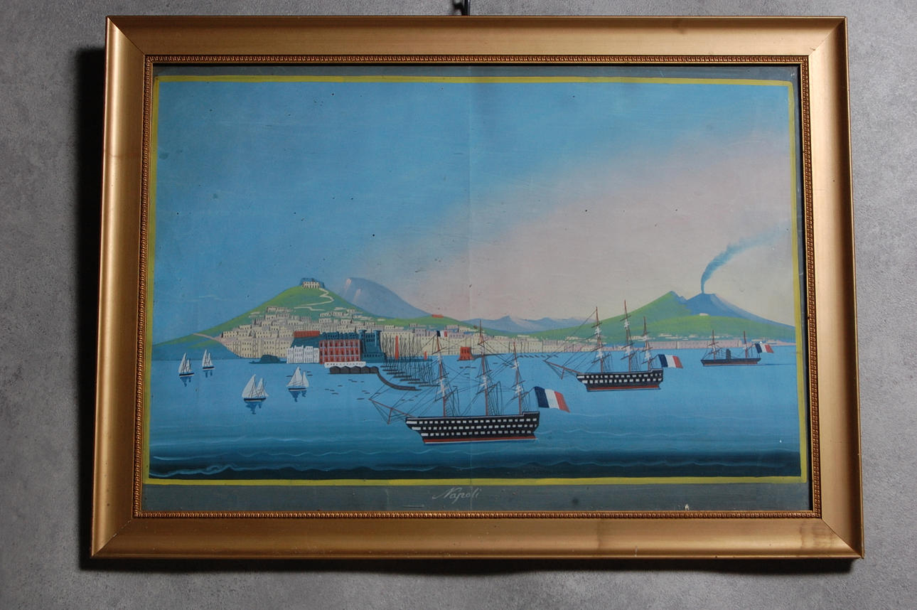 MÅLNING, akvarell " Napoli ", 1800-tal.
