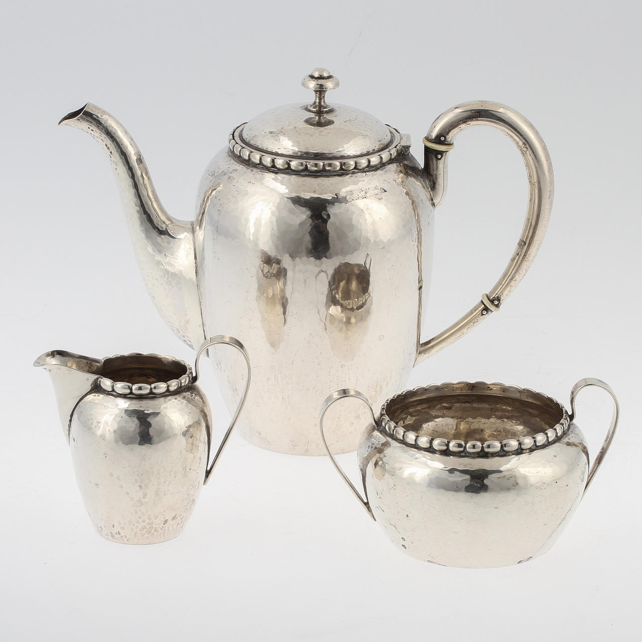KAFFESERVIS, 3 delar, silver, Karl Andersson, 1922, ca 800 gram.