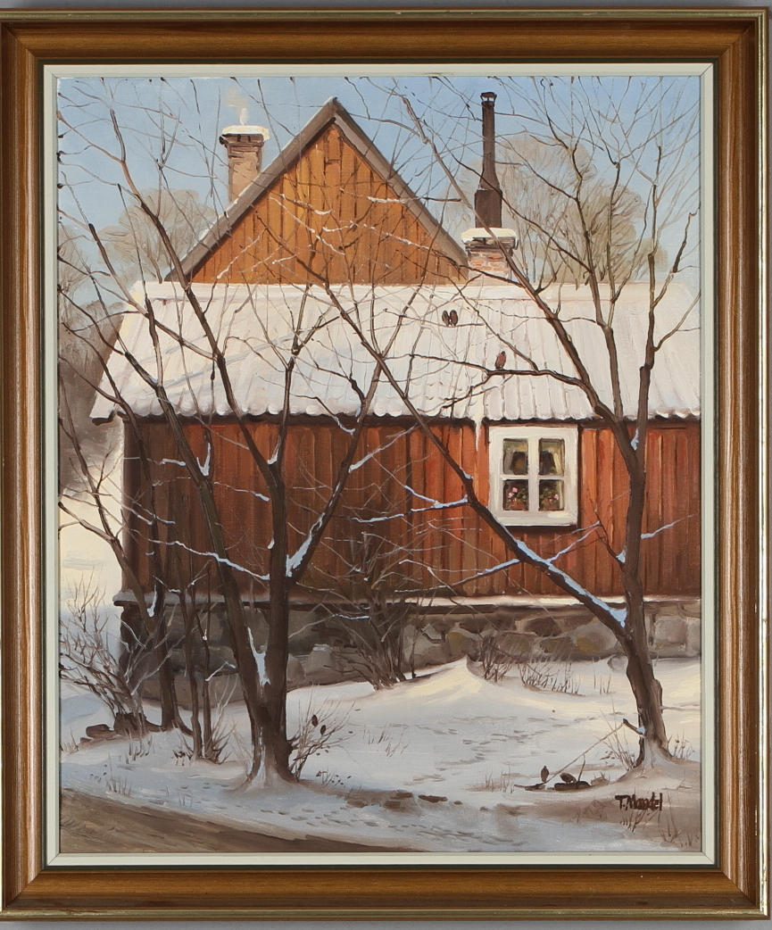 OKÄND KONSTNÄR. "Kvastmakaretrappan mot Åsöberget", olja på duk signerad T. Madel.