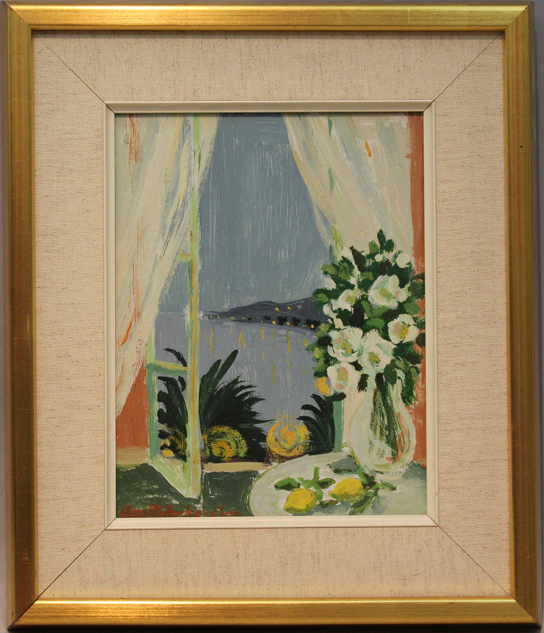 EVA HOLMBERG-JAKOBSSON. "Skymmning, Nice". Olja på pannå. Signerad.