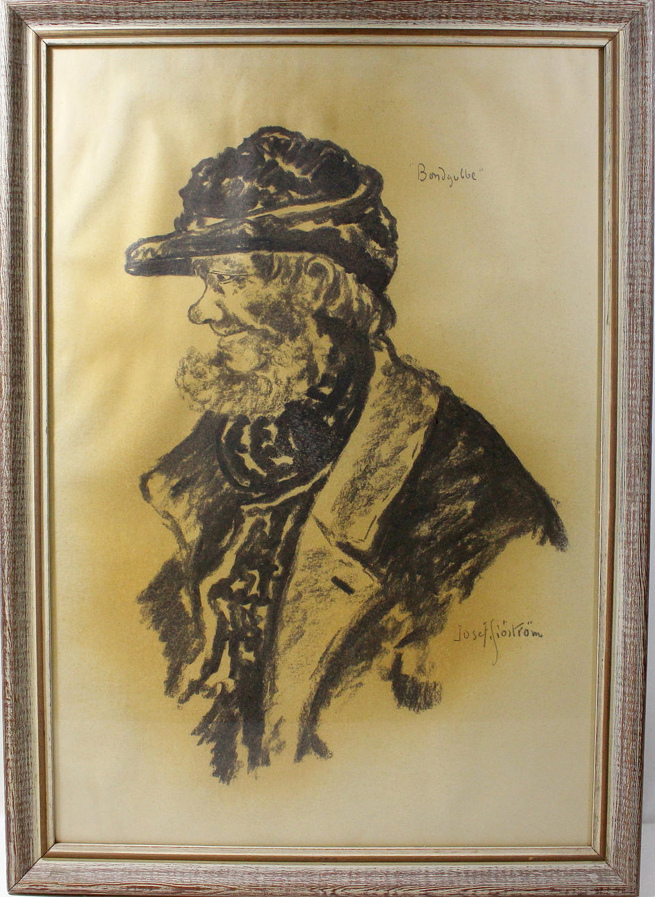 JOSEF SJÖSTRÖM. grafische Drucke, "Bauer" signiert.