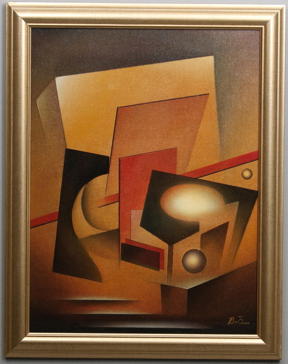 BO ÖRN. Kubistiskt motiv, Olja på duk, signerad Bo Örn.