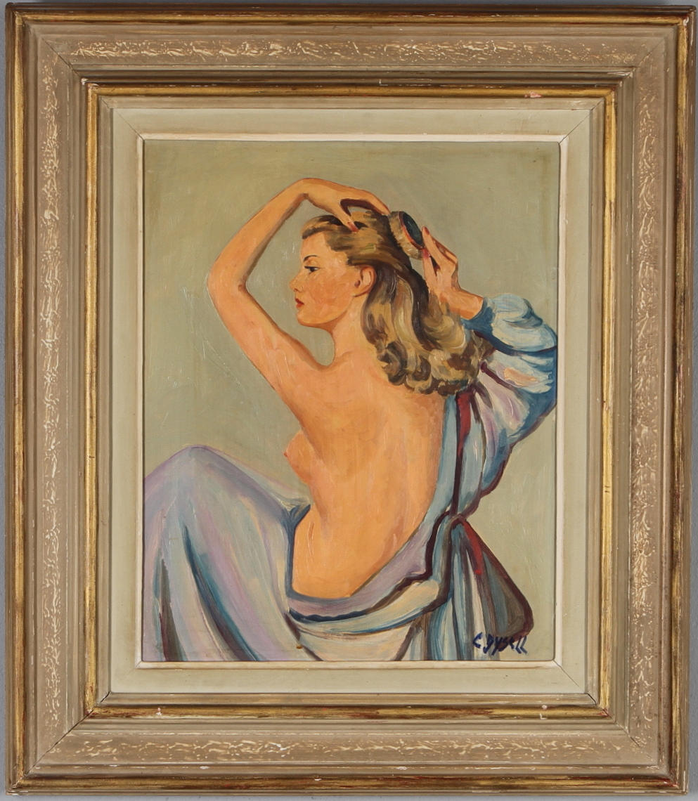 CLARENCE DYSELL. Kvinnostudie, olja på pannå, signerad.