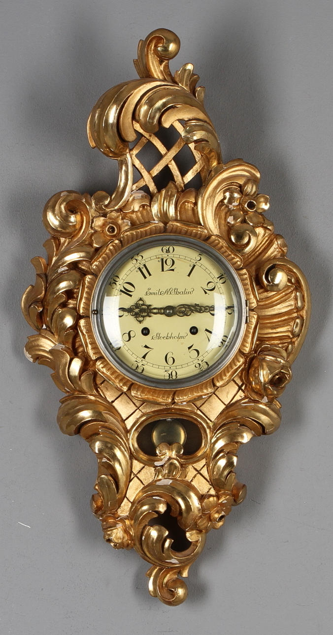 VÄGGPENDYL, urtavla märkt Emil N Skalin, 1900-tal.