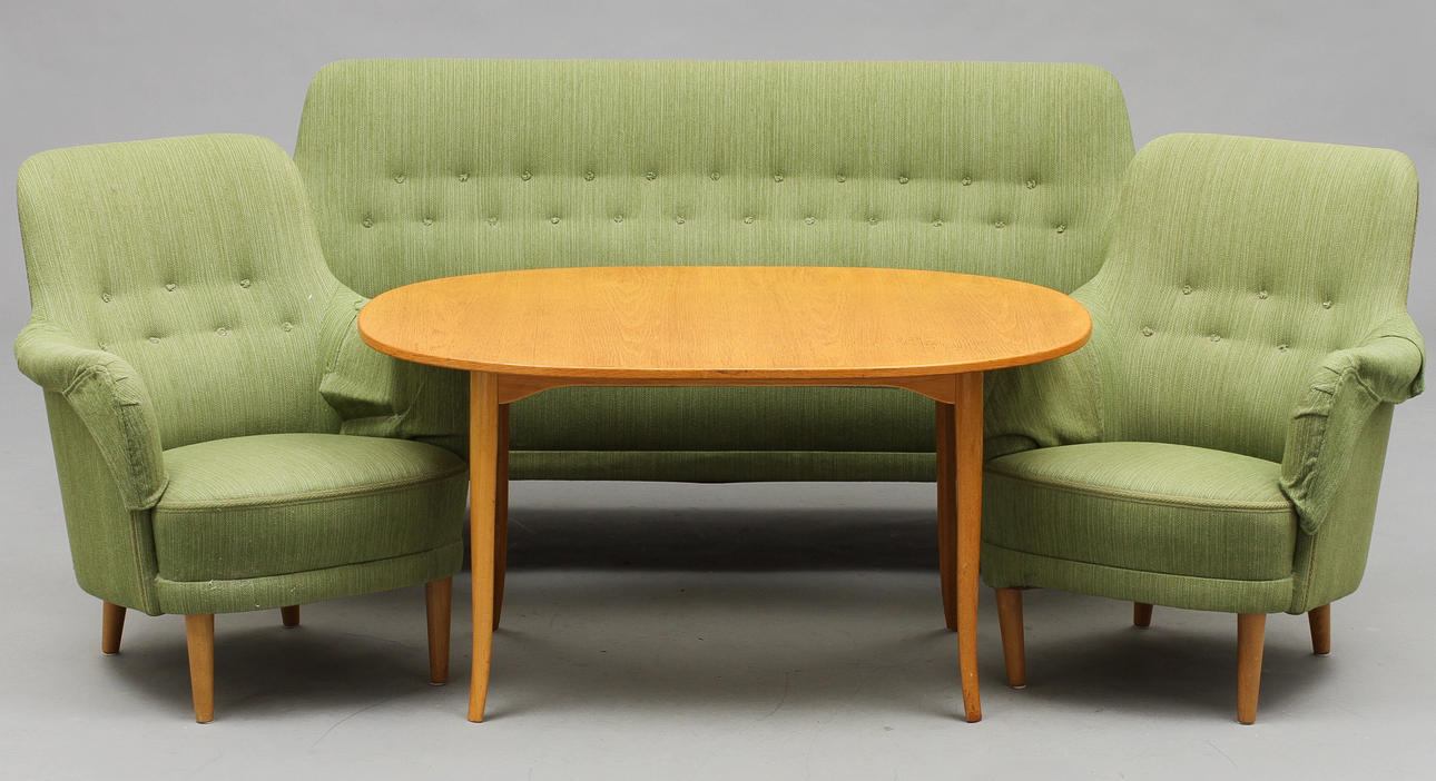 SOFFGRUPP, 4 delar, "Samsas" Carl Malmsten, 1900-talets mitt.