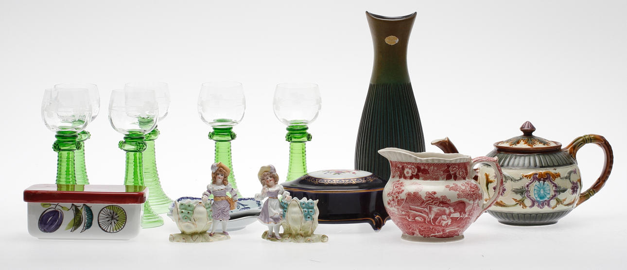 GLAS och KERAMIK, 15 delar, bl.a. Rörstrand, Upsala Ekeby.