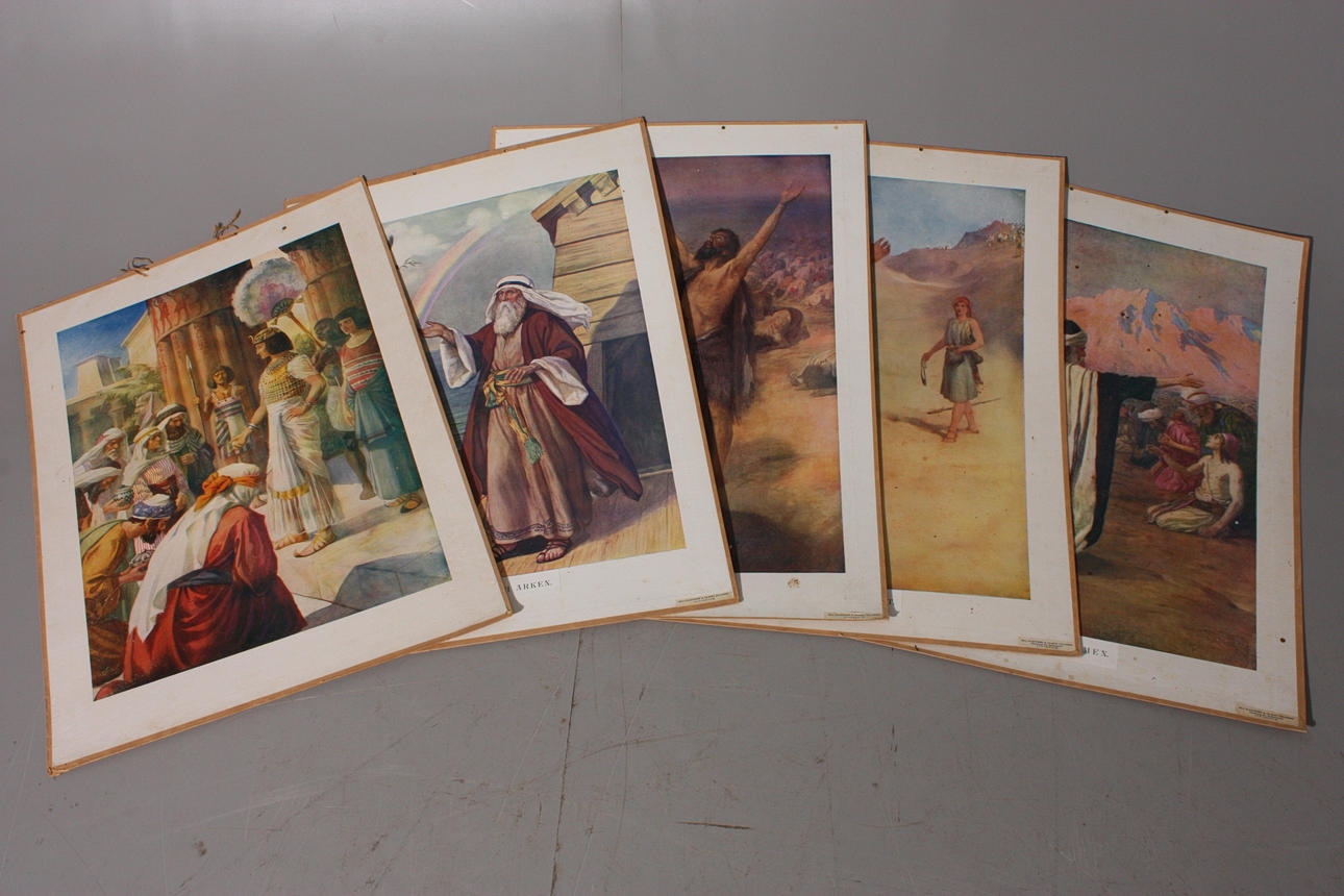 SCHULPLÄNE, 5 Stück, religiöse Motive.