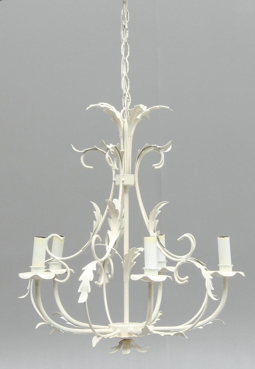 TAKLAMPA, 5 ljuspunkter, metall, 1900-tal.