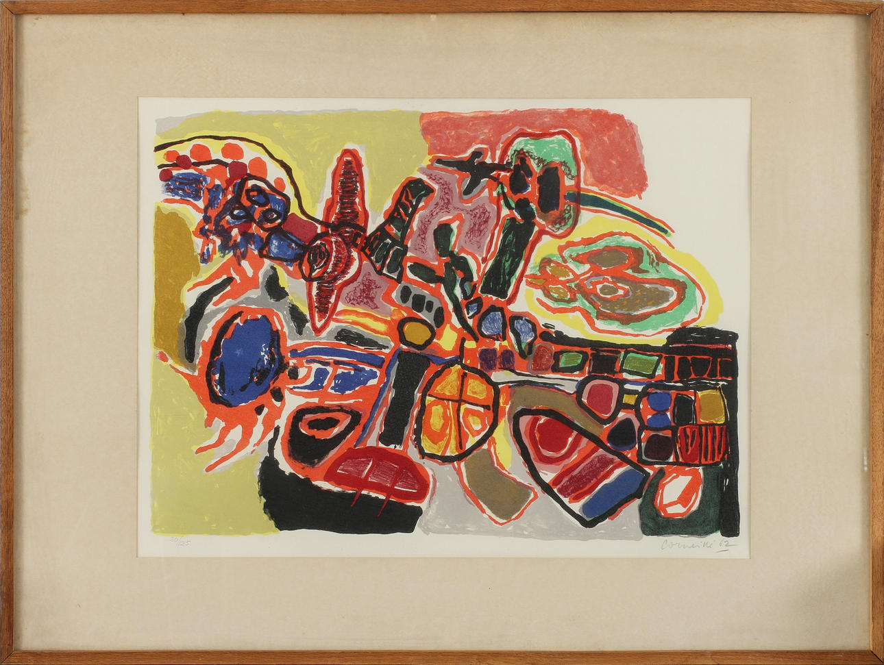 CORNEILLE VAN BEVERLOO. Färglitografi, signerad och daterad -62, numrerad 20/125.