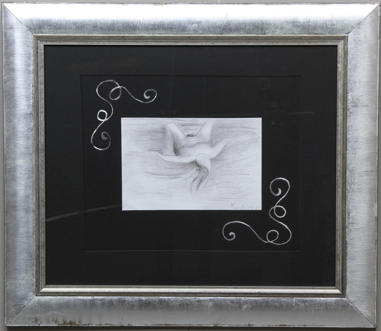 KAI FJELL. Motiv med naken kvinna. Pennteckning. Signerad och daterad -81.