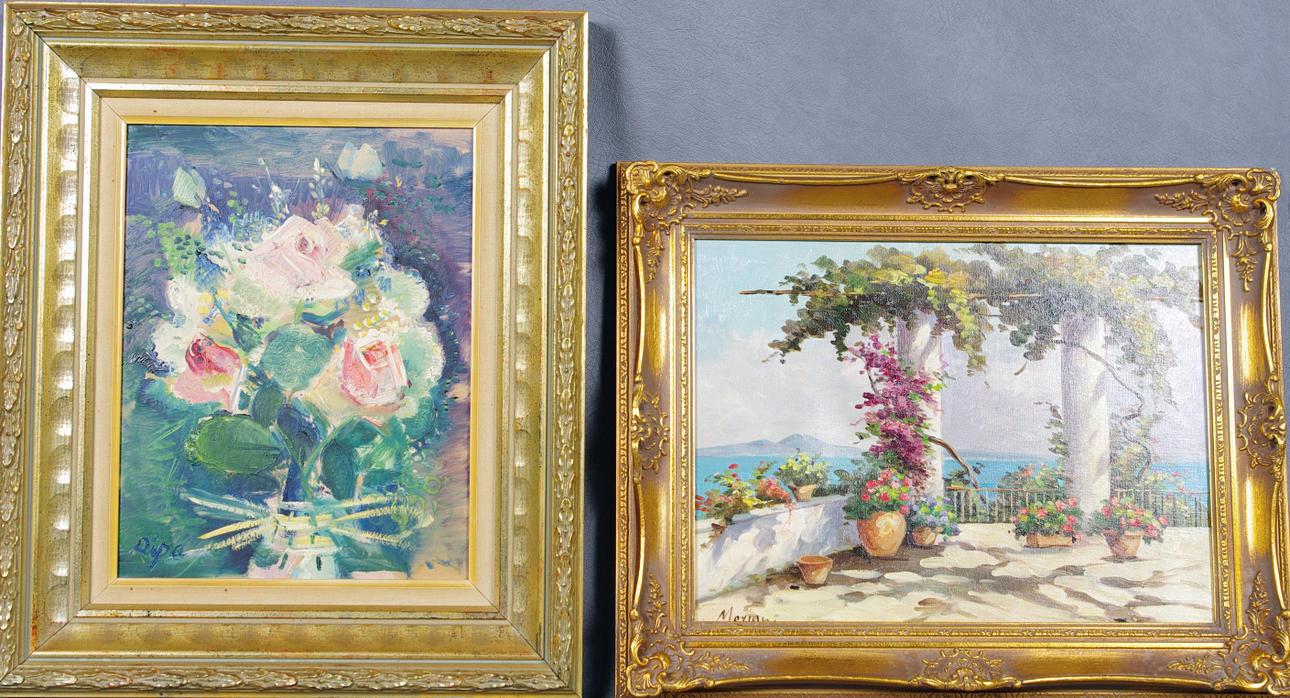 2 TAVLOR, olja på duk samt olja på pannå.