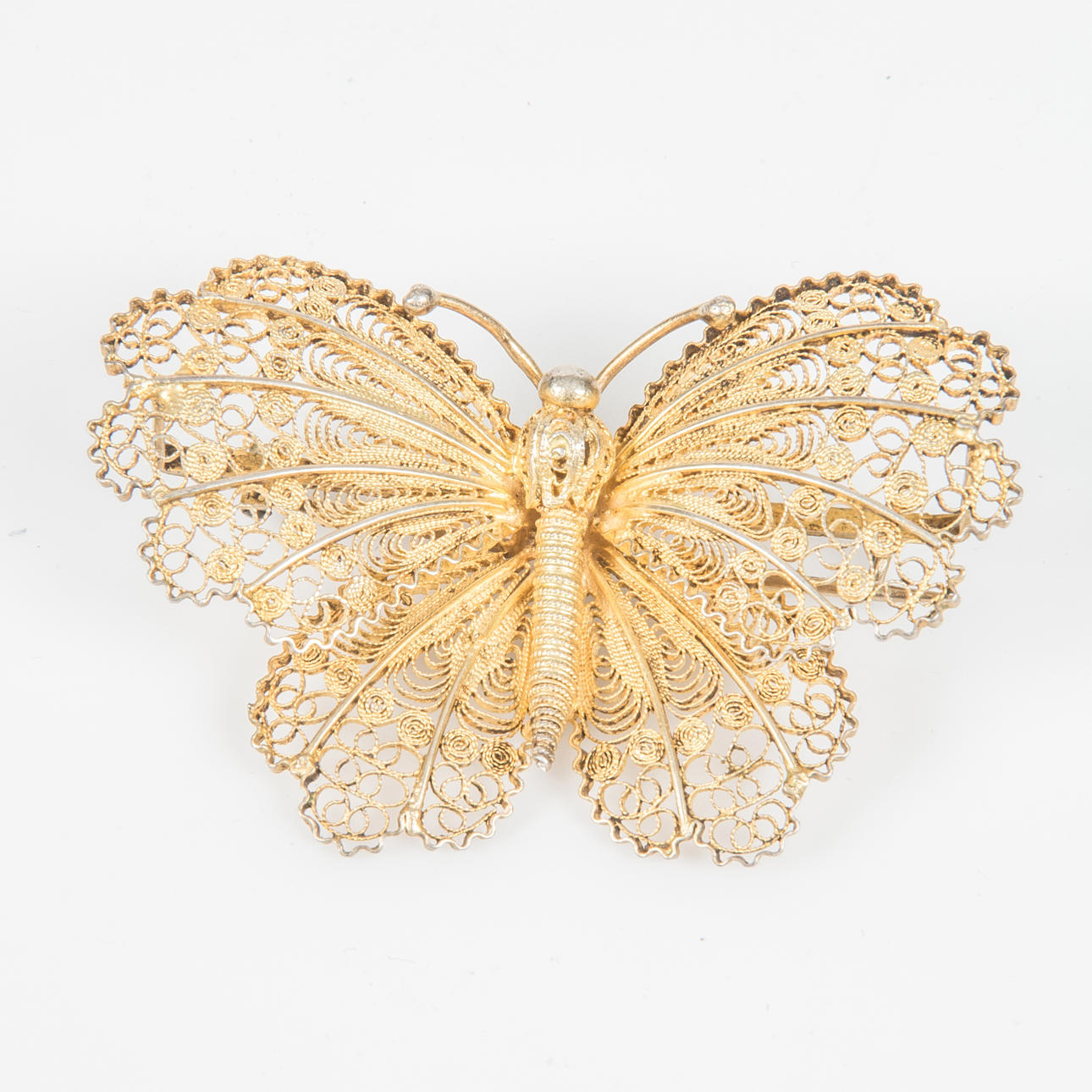 BROSCHE, Schmetterling, Filigranarbeit, vergoldetes Silber.