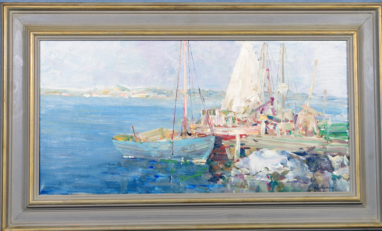 ÖFVERSTRÖM. fiskebåtar, olja på duk.