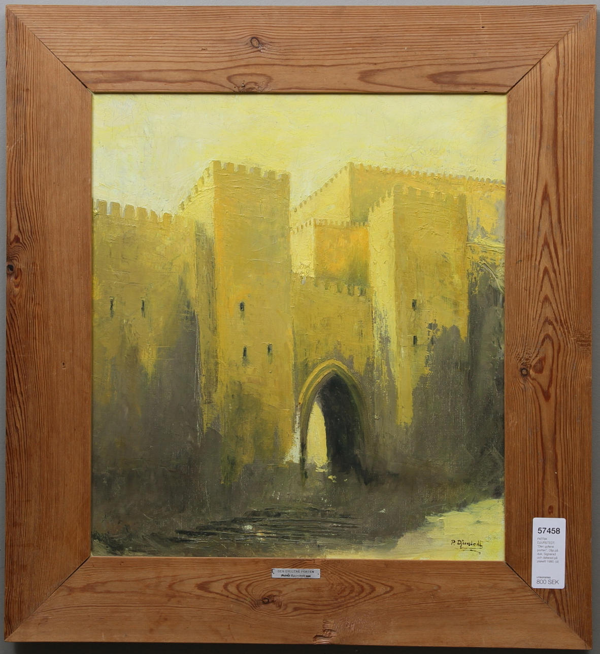 PATRIK DJURSTEDT. "Den gyllene porten". Olja på duk. Signerad och daterad på plakett 1980.