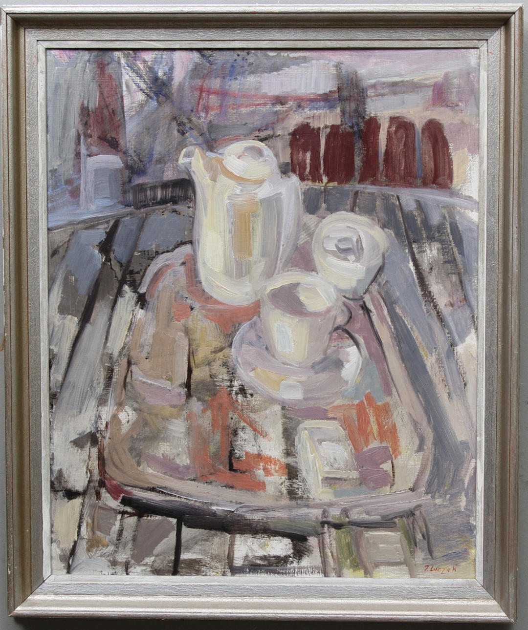 JERZY LUCZAK. Stilleben. Olja på pannå. Signerad.