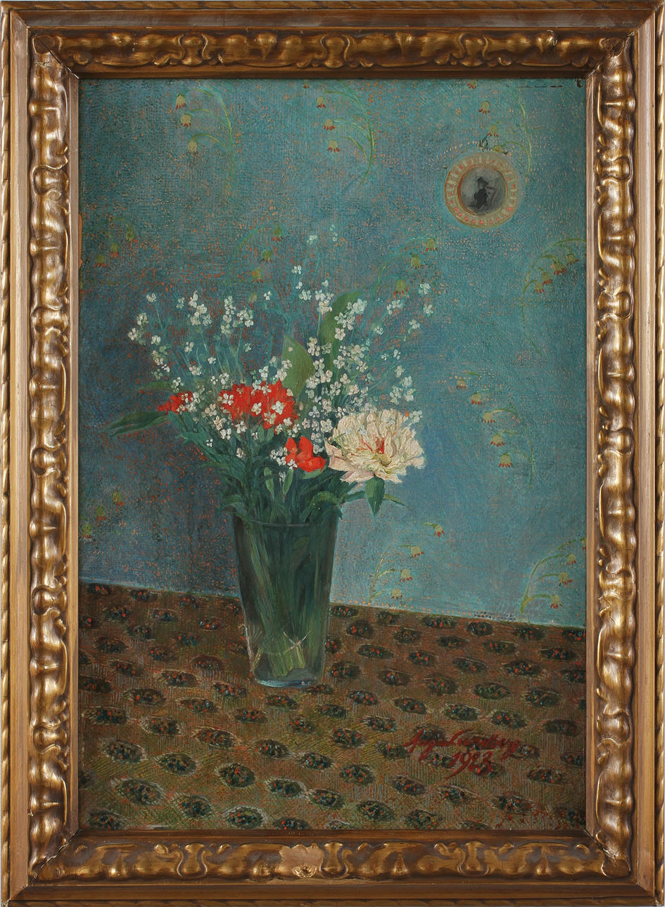 AUGUST LUNDBERG. Olja på pannå, signerad- 1923.