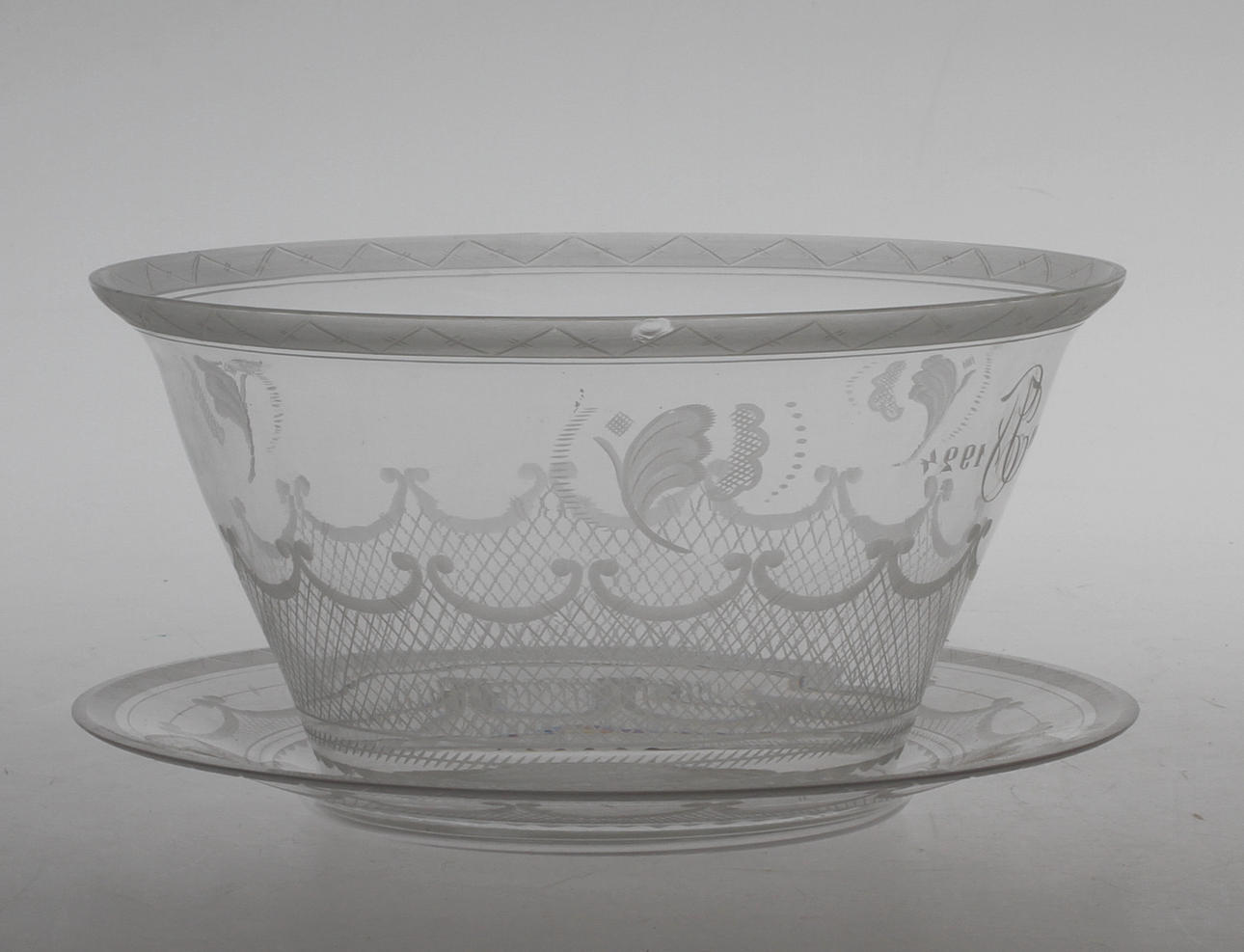 SKÅL med FAT, glas, Simon Gate, Orrefors, 1920-tal.