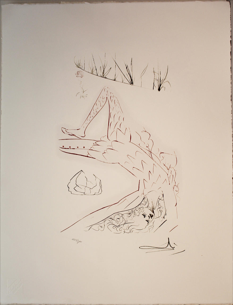 SALVADOR DALI. "Tristan blessé", ur sviten: Tristan&Isolde. Prägelstämplad och signerad Dali i trycket. "1220/2400.