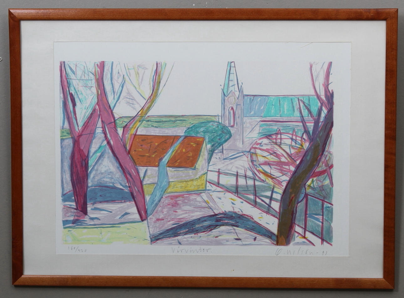 OLLE NILSON. Litografi, "vårvinter", Signerad och numrerad 160/420.