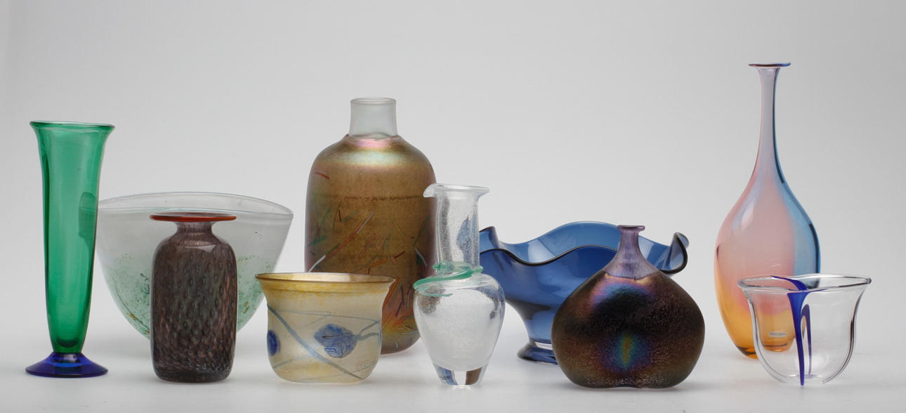 GLASFÖREMÅL, 10 delar, Kosta Boda, Orrefors.