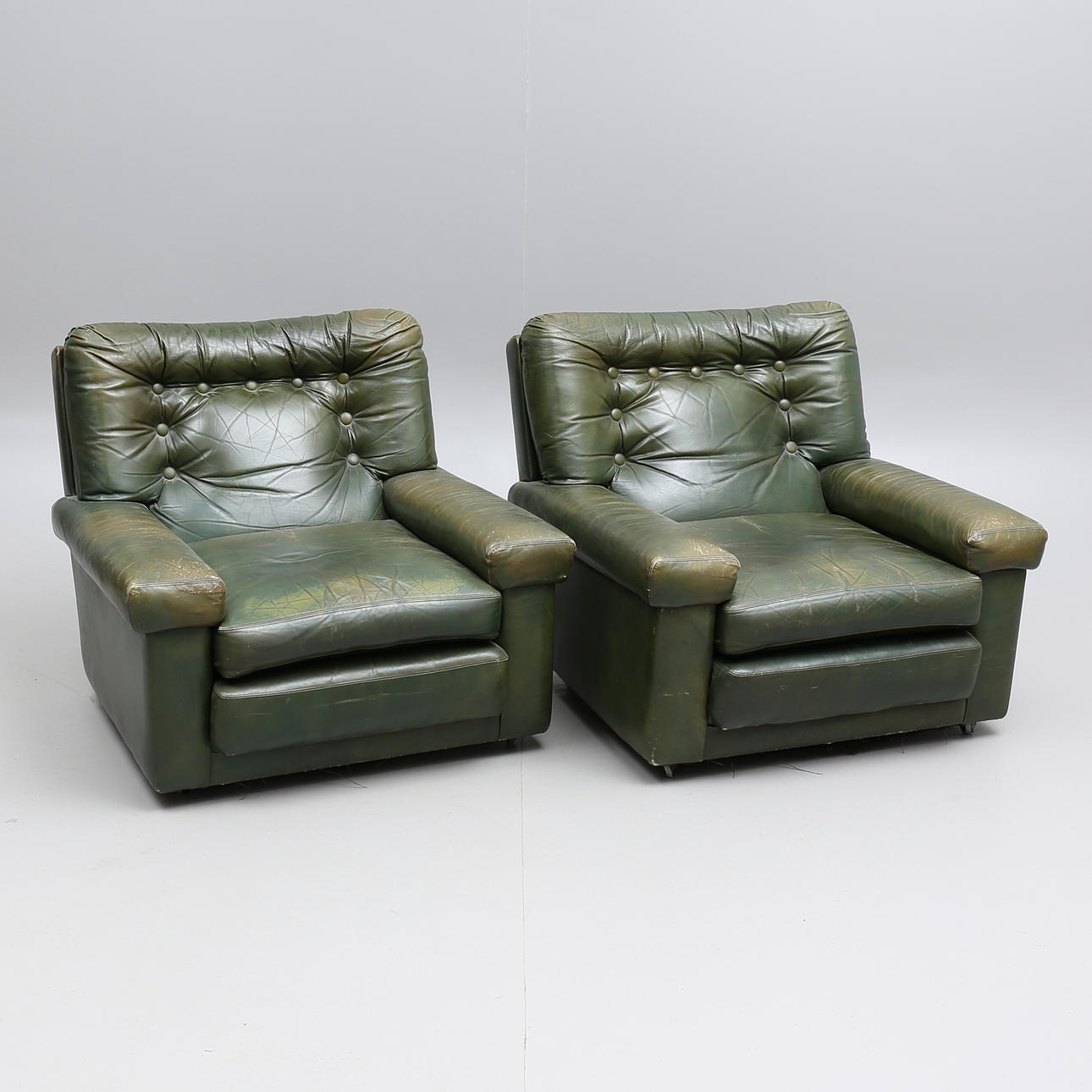 ARMCHAIRS, a pair, leather, "Norfolk", John Lewis, 1971.