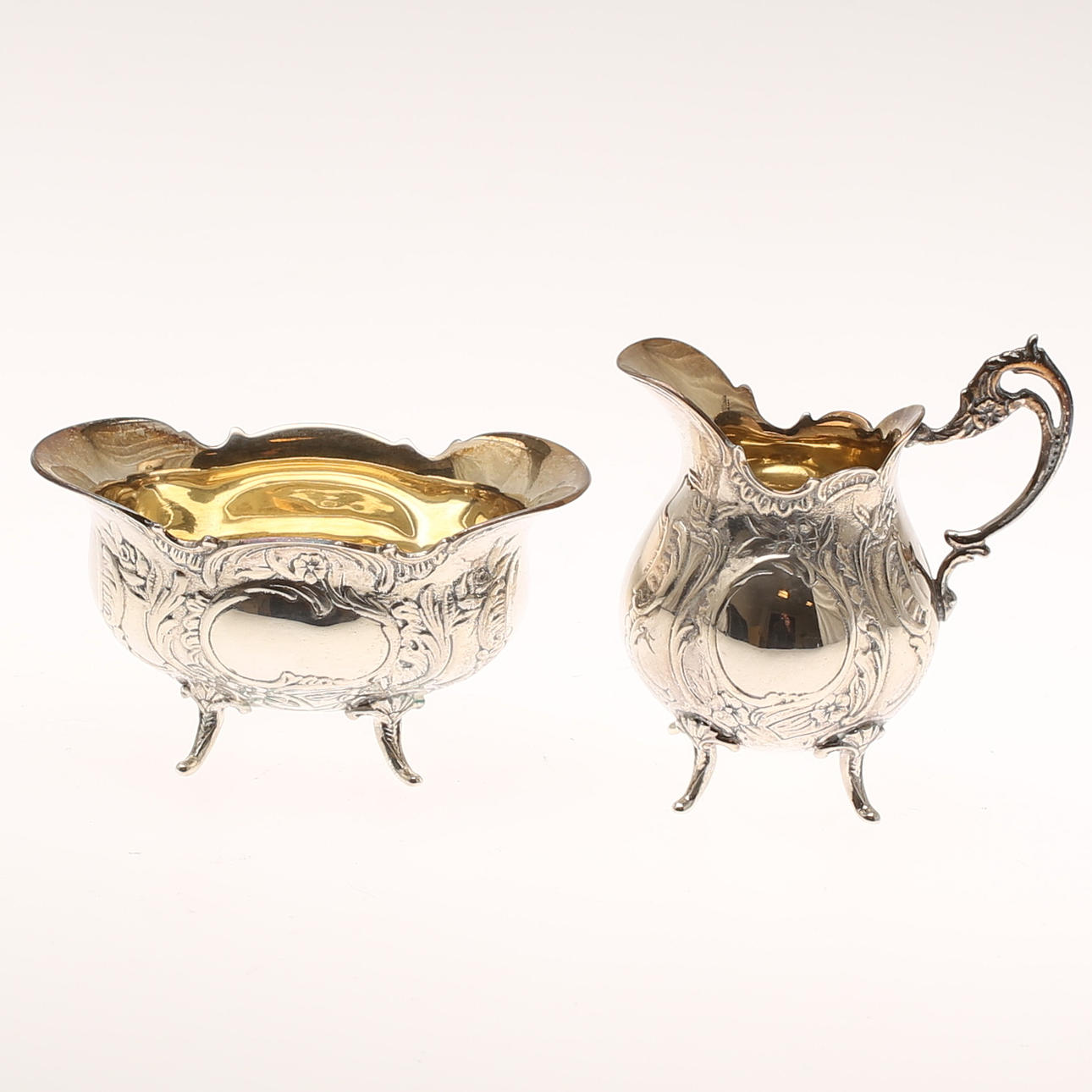 GRÄDDKANNA, SOCKERSKÅL, silver.