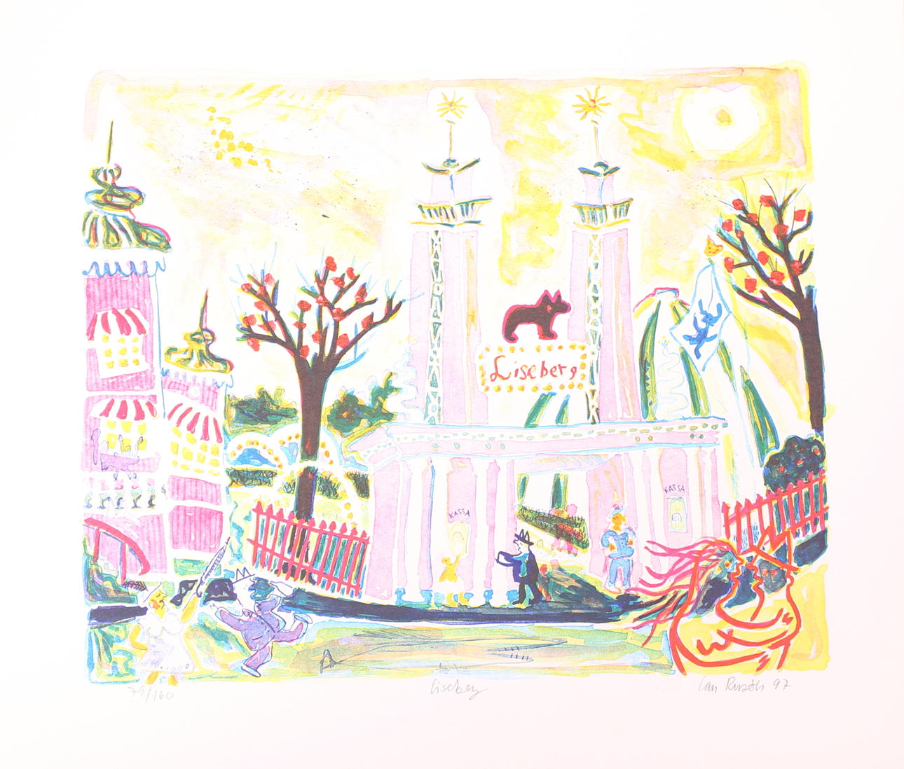 IAN RUSTH. COLOR LITHOGRAPHIC SHEET 79/160, Ian Rust -97, "Liseberg".