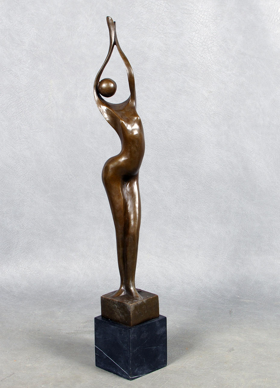 BRONSSKULPTUR, Max Milo, kvinna, signerad.