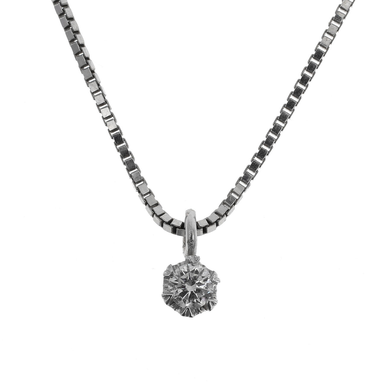 HALSKEDJA MED DIAMANTHÄNGE, 18k vitguld, diamant, ca 0,10 ct, 4,5 gram.